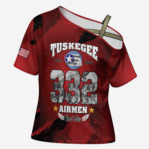 85 Years of Tuskegee Airmen Cross Shoulder Shirt 332nd Fighter Group Red Tails