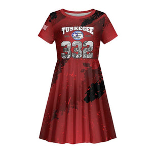 Tuskegee Airmen 1941-2026 Kid Short Sleeve Dress 332nd Red Tails 85th Anniversary LT15