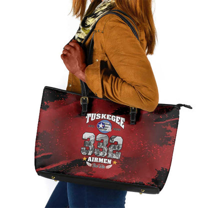 Tuskegee Airmen 1941–2026 Leather Tote Bag 332nd Red Tails 85th Anniversary - African Pride