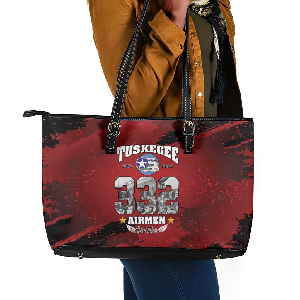 Tuskegee Airmen 1941–2026 Leather Tote Bag 332nd Red Tails 85th Anniversary - African Pride
