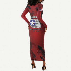 Tuskegee Airmen 1941–2026 Long Sleeve Bodycon Dress 332nd Red Tails 85th Anniversary - African Pride