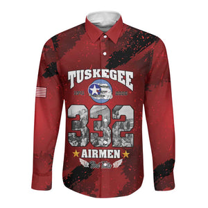 Tuskegee Airmen 1941–2026 Long Sleeve Button Shirt 332nd Red Tails 85th Anniversary - African Pride