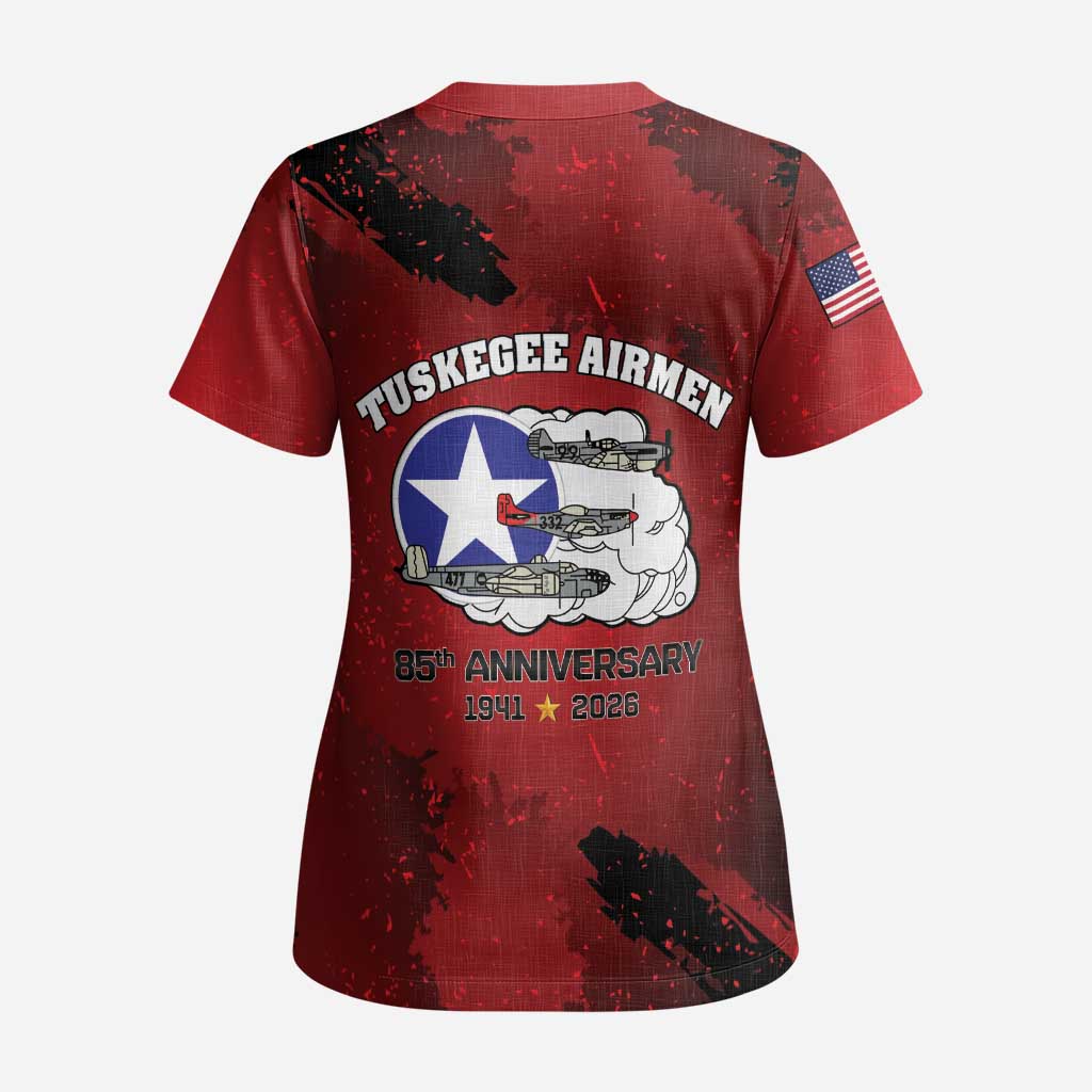 Tuskegee Airmen 1941–2026 Scrub Top 332nd Red Tails 85th Anniversary - African Pride