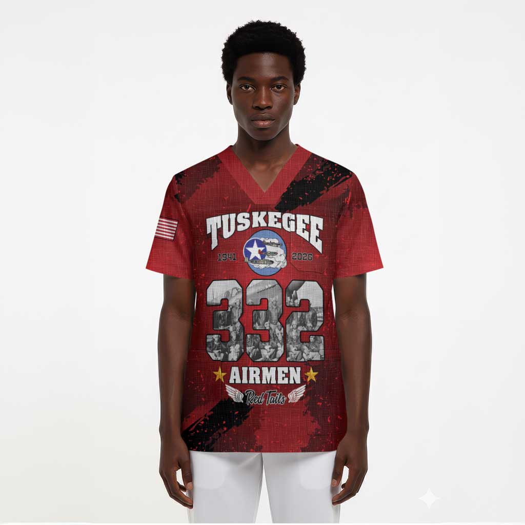 Tuskegee Airmen 1941–2026 Scrub Top 332nd Red Tails 85th Anniversary - African Pride