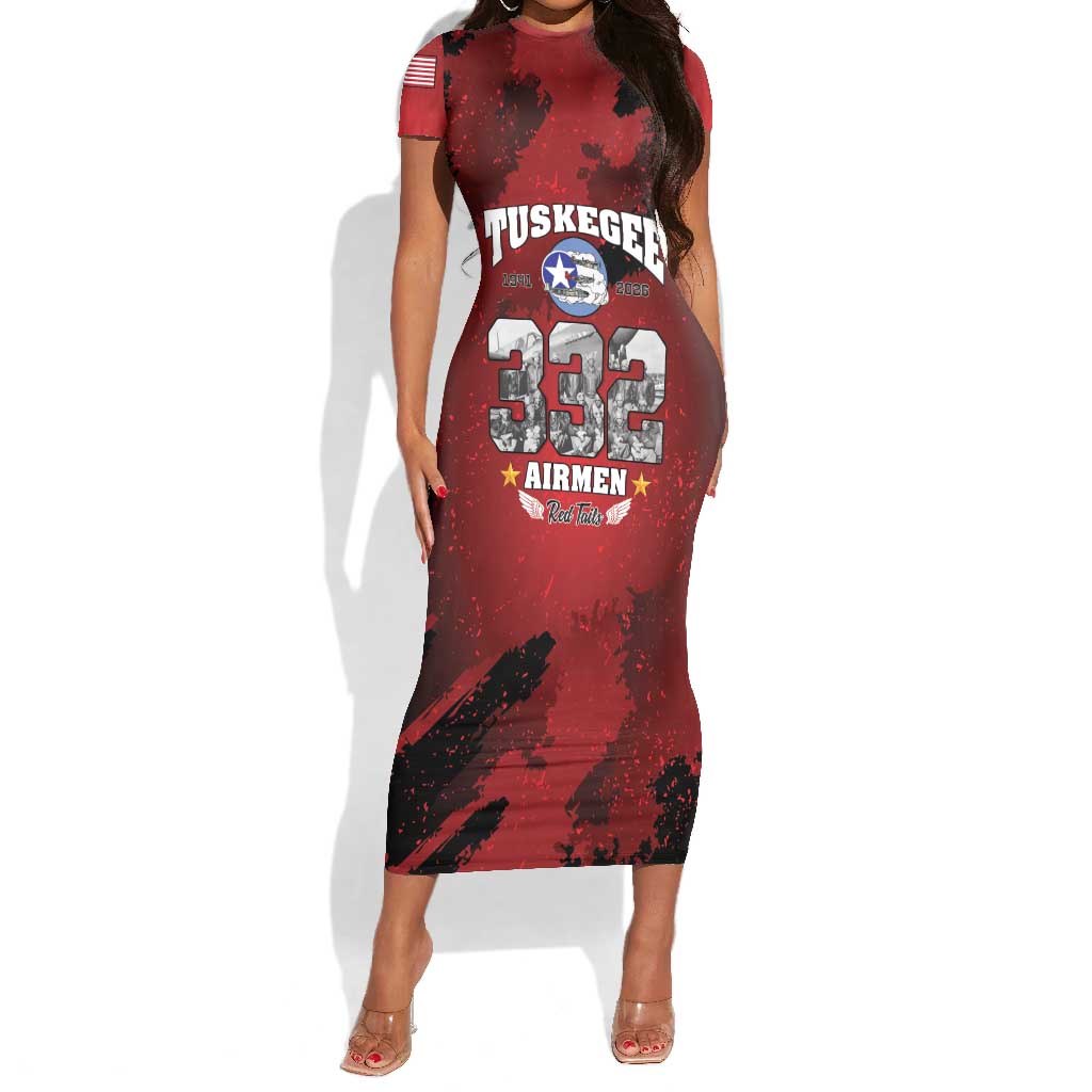 Tuskegee Airmen 1941-2026 Short Sleeve Bodycon Dress 332nd Red Tails 85th Anniversary LT15