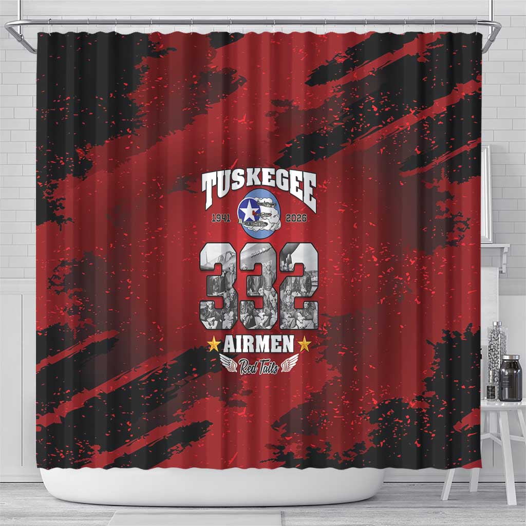 Tuskegee Airmen 1941–2026 Shower Curtain 332nd Red Tails 85th Anniversary - African Pride