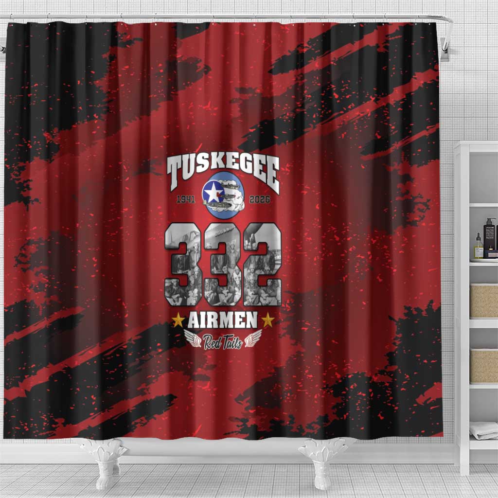 Tuskegee Airmen 1941–2026 Shower Curtain 332nd Red Tails 85th Anniversary - African Pride