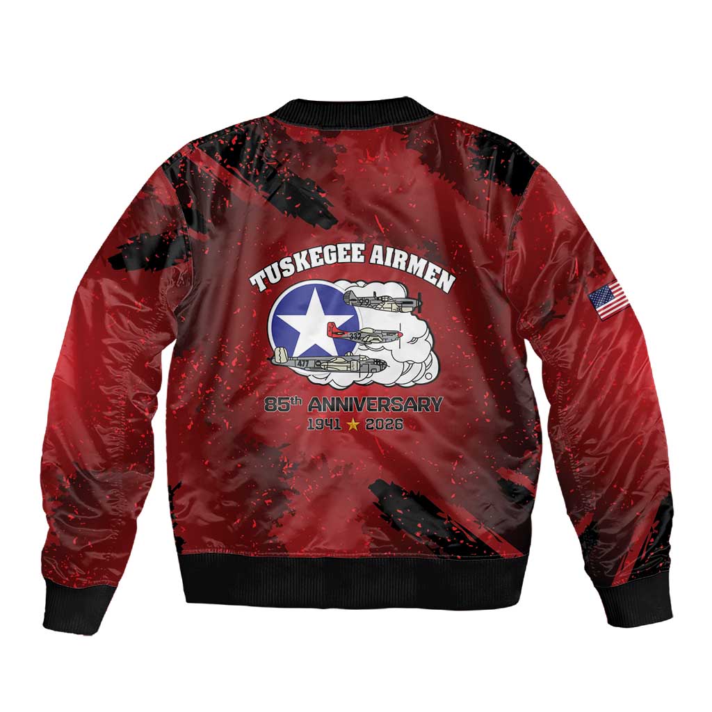 Tuskegee Airmen 1941–2026 Sleeve Zip Bomber Jacket 332nd Red Tails 85th Anniversary - African Pride