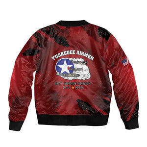 Tuskegee Airmen 1941–2026 Sleeve Zip Bomber Jacket 332nd Red Tails 85th Anniversary - African Pride
