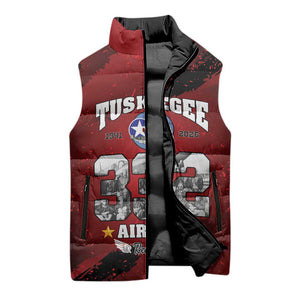 85 Years of Tuskegee Airmen Sleeveless Puffer Jacket 332nd Fighter Group Red Tails