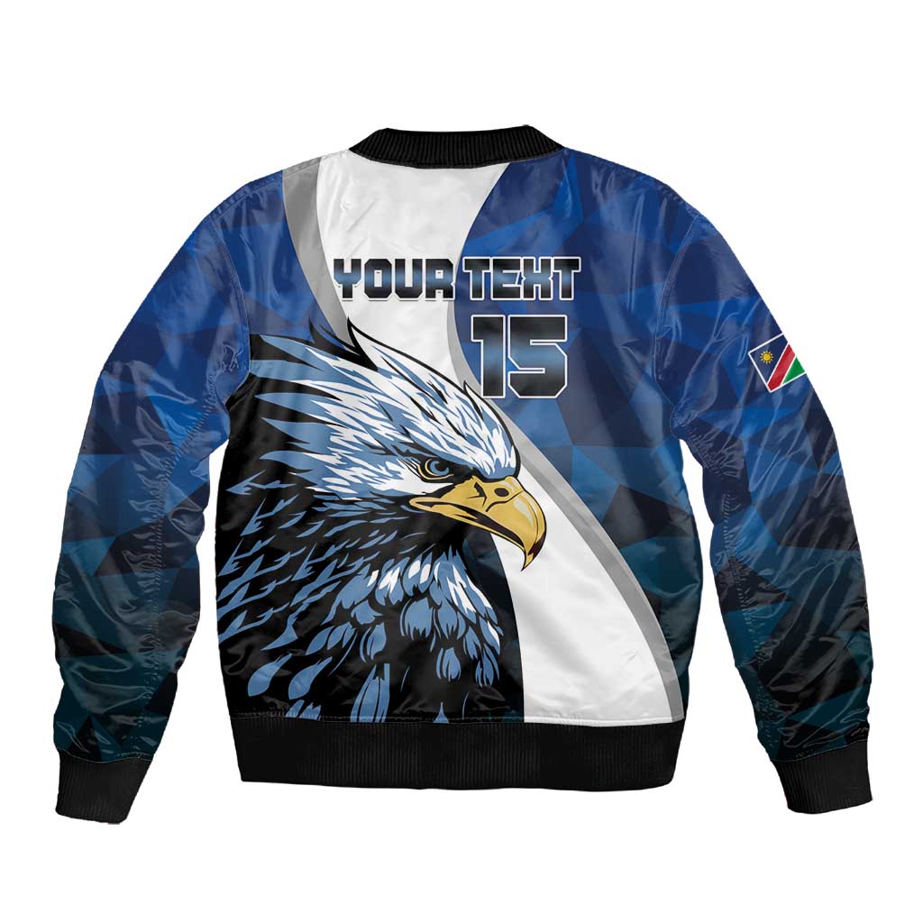 Custom Afro Namibia Cricket Sleeve Zip Bomber Jacket Go Eagles