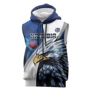 Custom Afro Namibia Cricket Sleeveless Zip Hoodie Go Eagles - African Pride