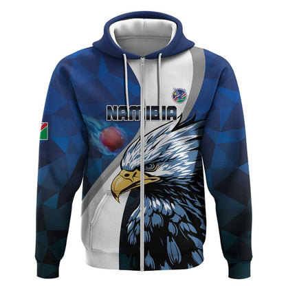 Custom Afro Namibia Cricket Zip Hoodie Go Eagles