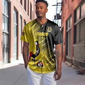 Uganda Football Custom Baseball Jersey African Pattern Mix Grunge Style - Yellow Color