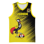 Uganda Football Custom Basketball Jersey African Pattern Mix Grunge Style - Yellow Color LT15