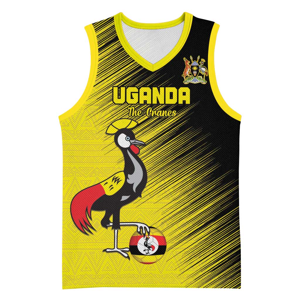 Uganda Football Custom Basketball Jersey African Pattern Mix Grunge Style - Yellow Color LT15