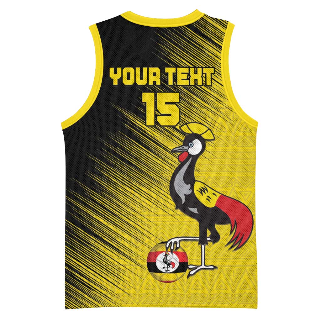 Uganda Football Custom Basketball Jersey African Pattern Mix Grunge Style - Yellow Color LT15