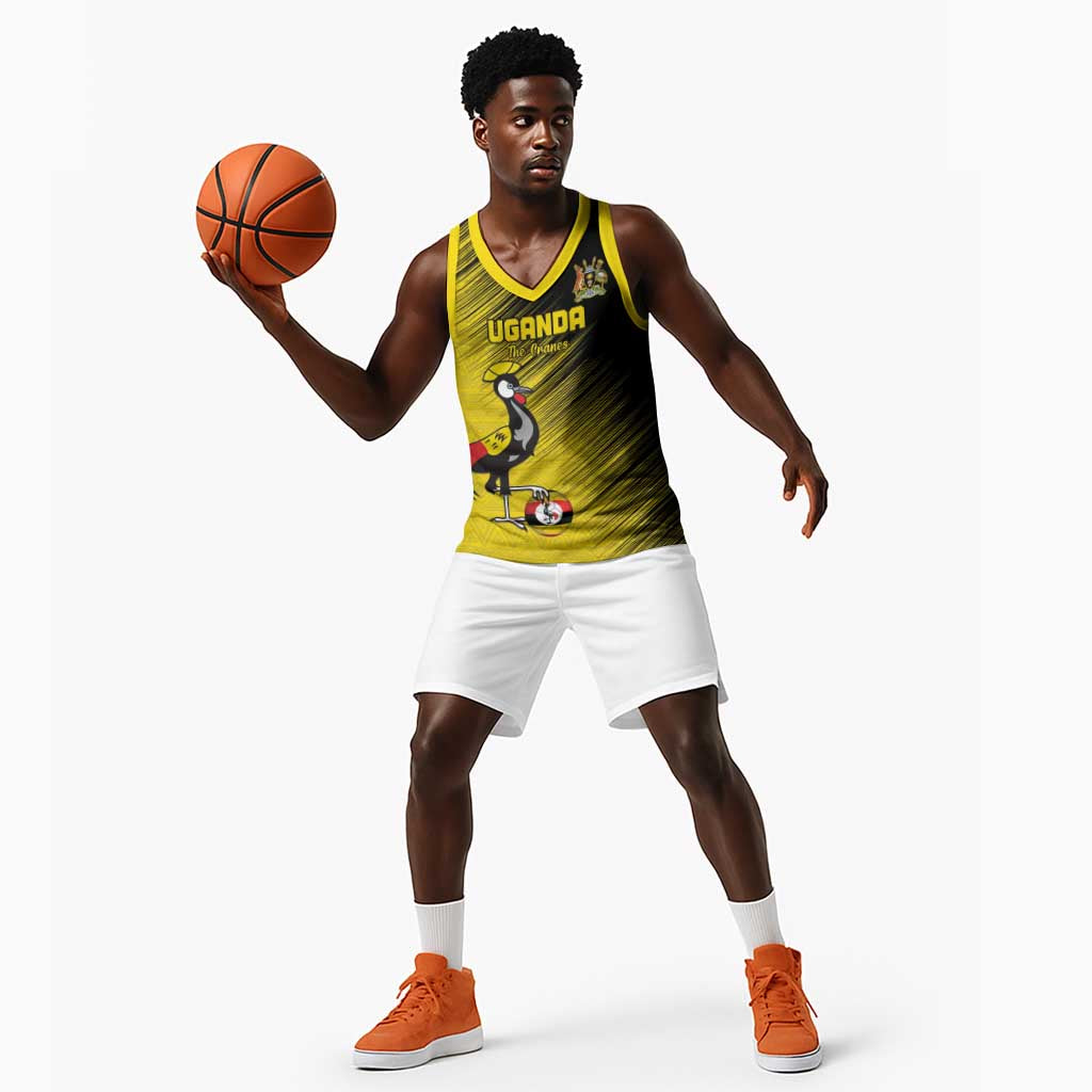 Uganda Football Custom Basketball Jersey African Pattern Mix Grunge Style - Yellow Color LT15