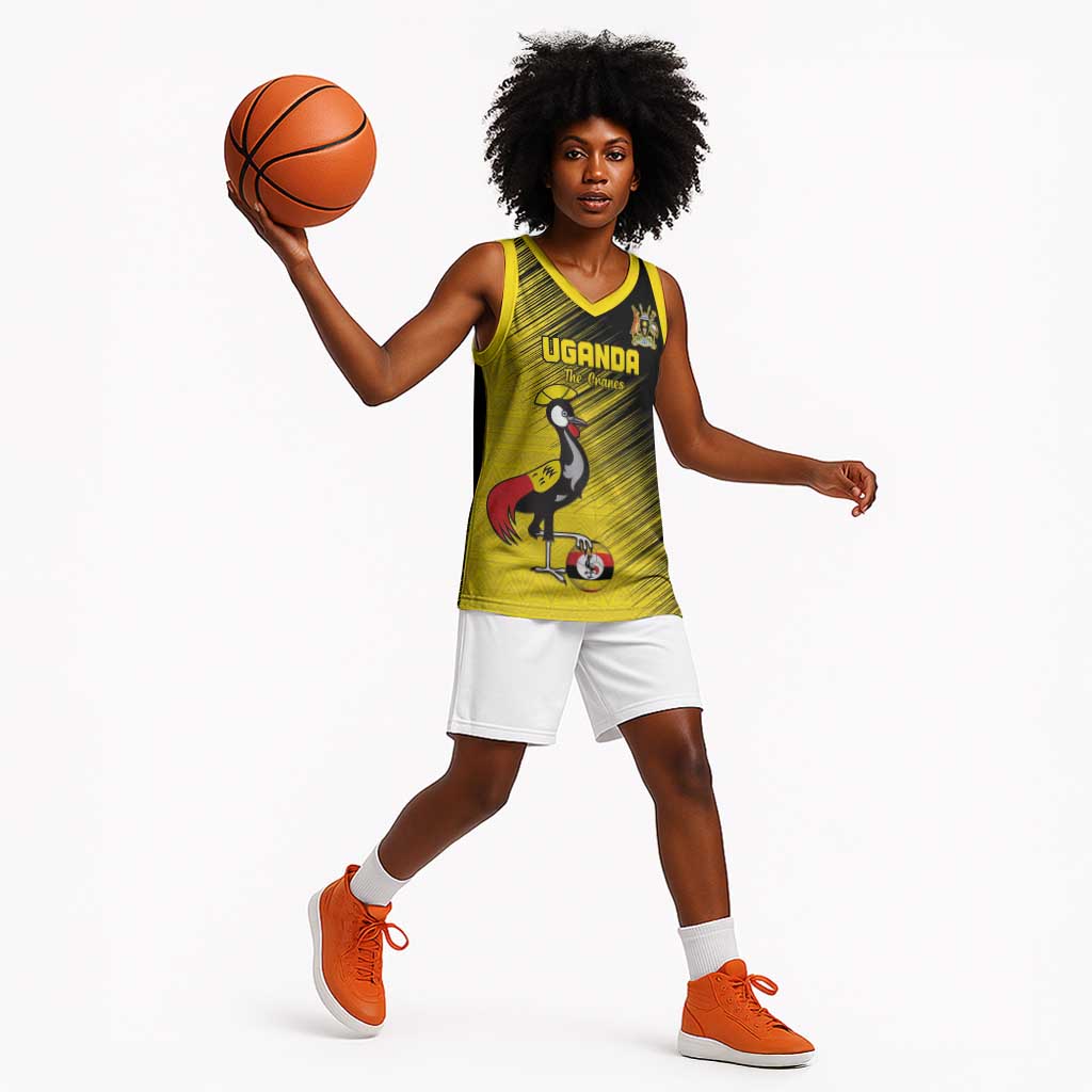 Uganda Football Custom Basketball Jersey African Pattern Mix Grunge Style - Yellow Color LT15