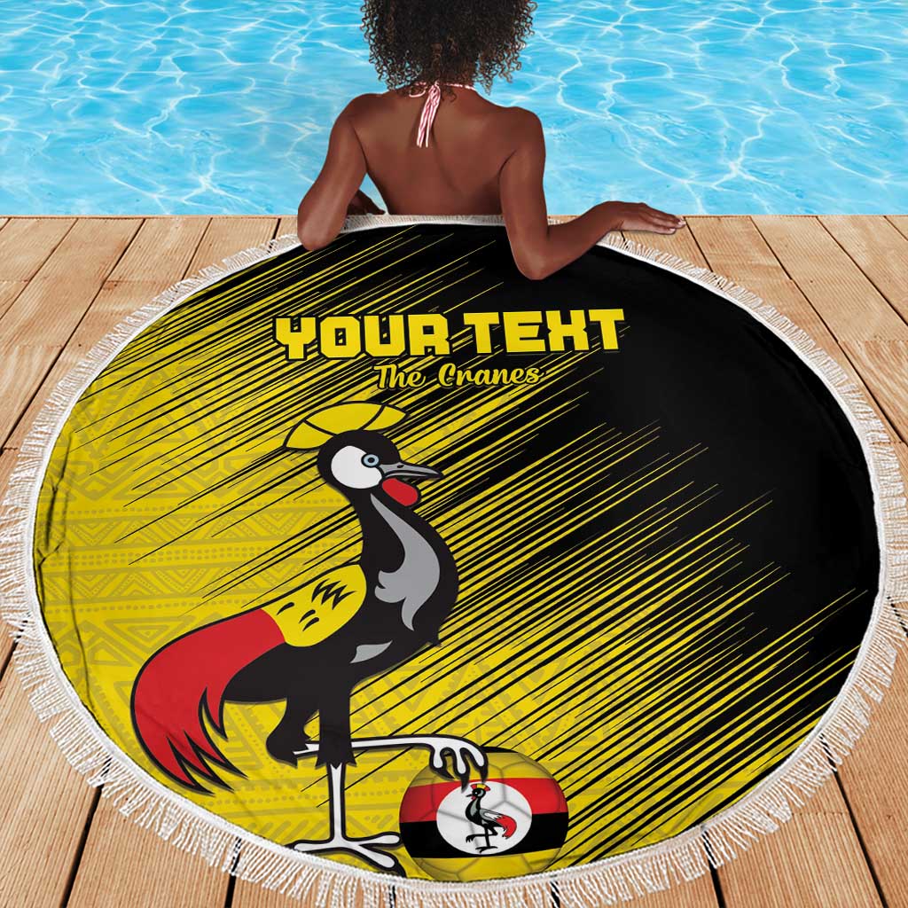 Uganda Football Custom Beach Blanket African Pattern Mix Grunge Style - Yellow Color