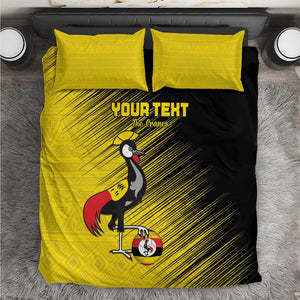 Uganda Football Custom Bedding Set African Pattern Mix Grunge Style - Yellow Color