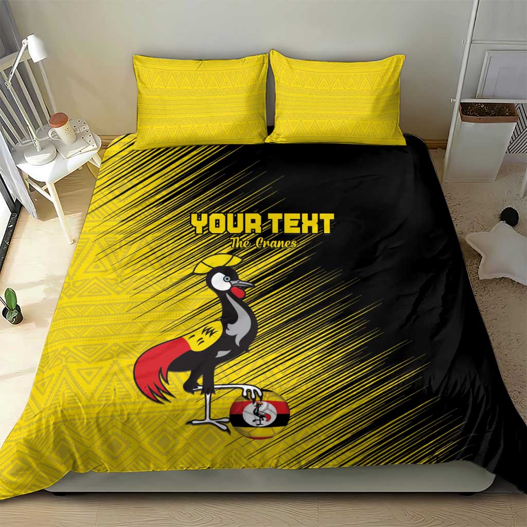 Uganda Football Custom Bedding Set African Pattern Mix Grunge Style - Yellow Color