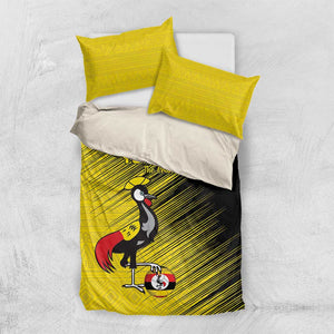 Uganda Football Custom Bedding Set African Pattern Mix Grunge Style - Yellow Color