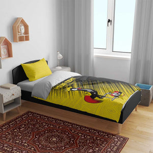 Uganda Football Custom Bedding Set African Pattern Mix Grunge Style - Yellow Color