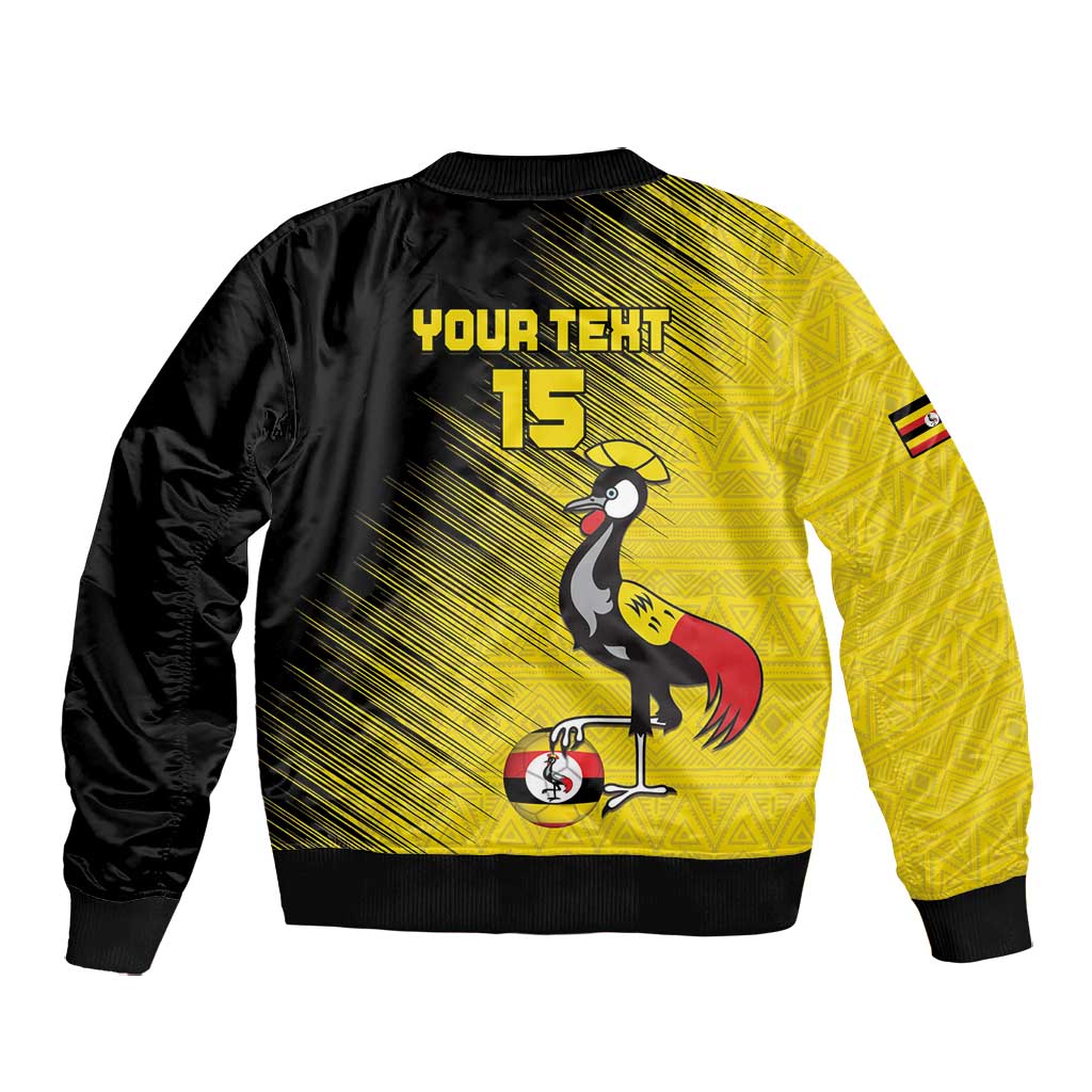 Uganda Football Custom Bomber Jacket African Pattern Mix Grunge Style - Yellow Color