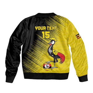 Uganda Football Custom Bomber Jacket African Pattern Mix Grunge Style - Yellow Color