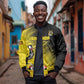 Uganda Football Custom Bomber Jacket African Pattern Mix Grunge Style - Yellow Color