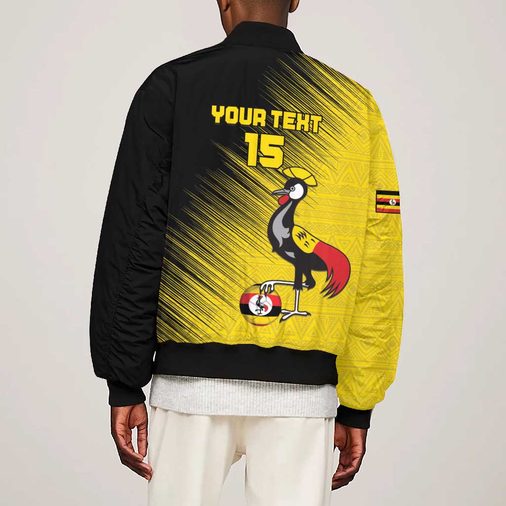 Uganda Football Custom Bomber Jacket African Pattern Mix Grunge Style - Yellow Color