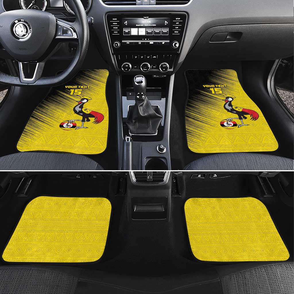 Uganda Football Custom Car Mats African Pattern Mix Grunge Style - Yellow Color