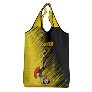 Uganda Football Custom Grocery Bag African Pattern Mix Grunge Style - Yellow Color