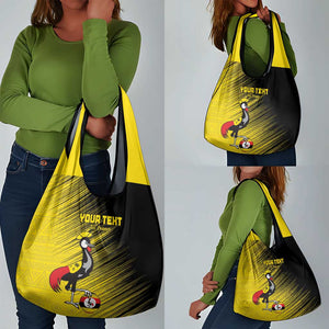 Uganda Football Custom Grocery Bag African Pattern Mix Grunge Style - Yellow Color