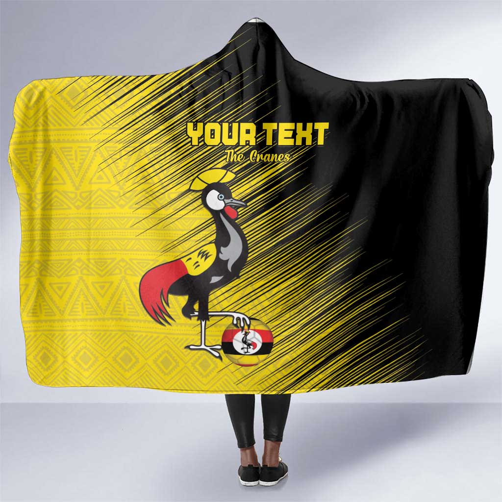 Uganda Football Custom Hooded Blanket African Pattern Mix Grunge Style - Yellow Color