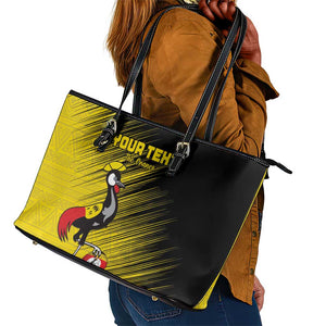 Uganda Football Custom Leather Tote Bag African Pattern Mix Grunge Style - Yellow Color