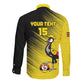 Uganda Football Custom Long Sleeve Button Shirt African Pattern Mix Grunge Style - Yellow Color