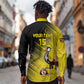 Uganda Football Custom Long Sleeve Button Shirt African Pattern Mix Grunge Style - Yellow Color