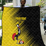 Uganda Football Custom Quilt African Pattern Mix Grunge Style - Yellow Color