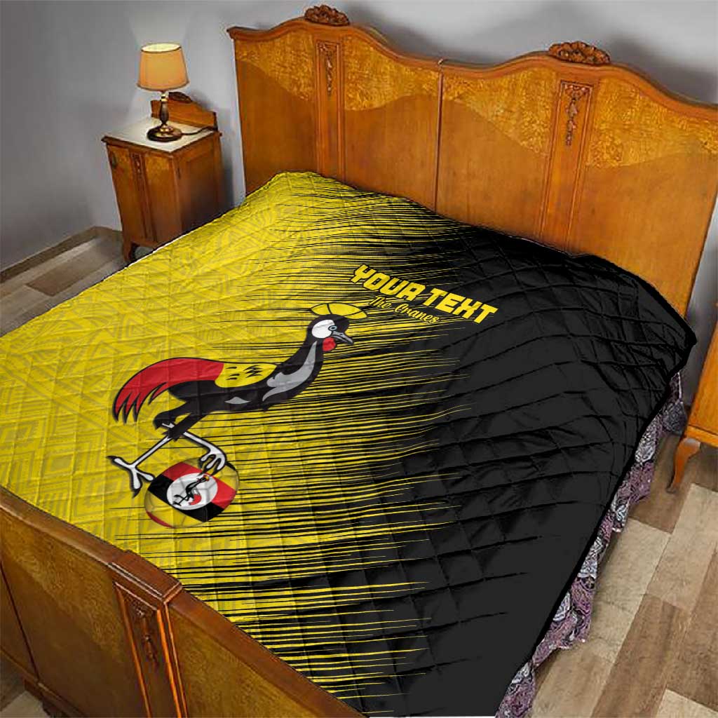 Uganda Football Custom Quilt African Pattern Mix Grunge Style - Yellow Color