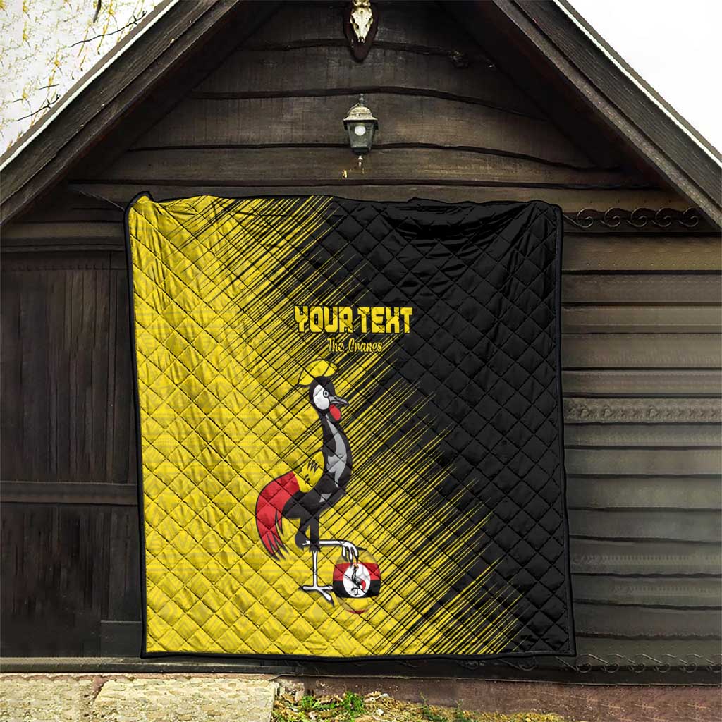 Uganda Football Custom Quilt African Pattern Mix Grunge Style - Yellow Color