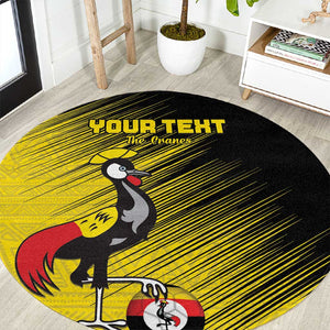 Uganda Football Custom Round Carpet African Pattern Mix Grunge Style - Yellow Color