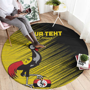 Uganda Football Custom Round Carpet African Pattern Mix Grunge Style - Yellow Color