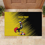 Uganda Football Custom Rubber Doormat African Pattern Mix Grunge Style - Yellow Color