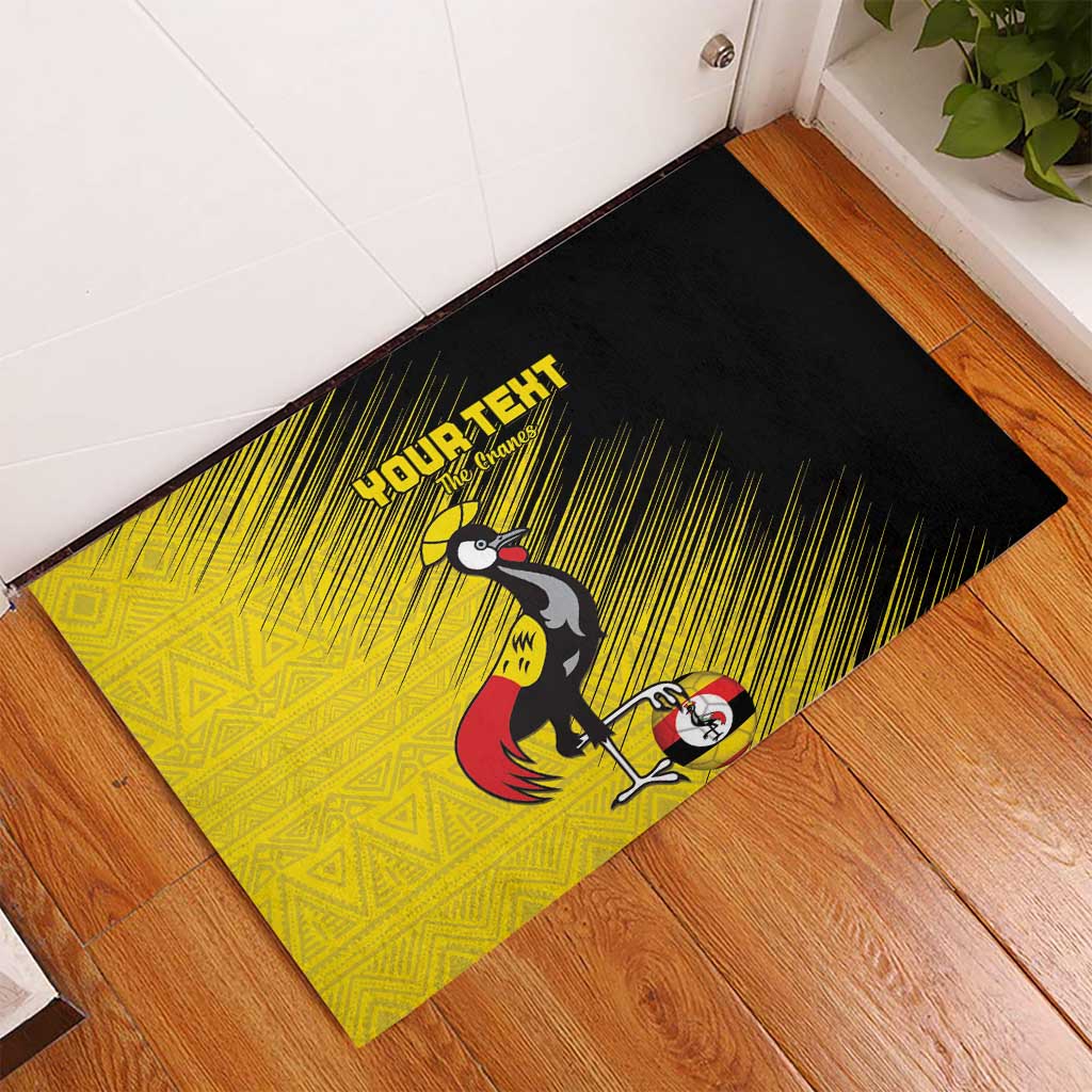 Uganda Football Custom Rubber Doormat African Pattern Mix Grunge Style - Yellow Color