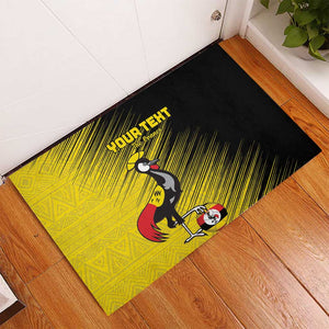 Uganda Football Custom Rubber Doormat African Pattern Mix Grunge Style - Yellow Color