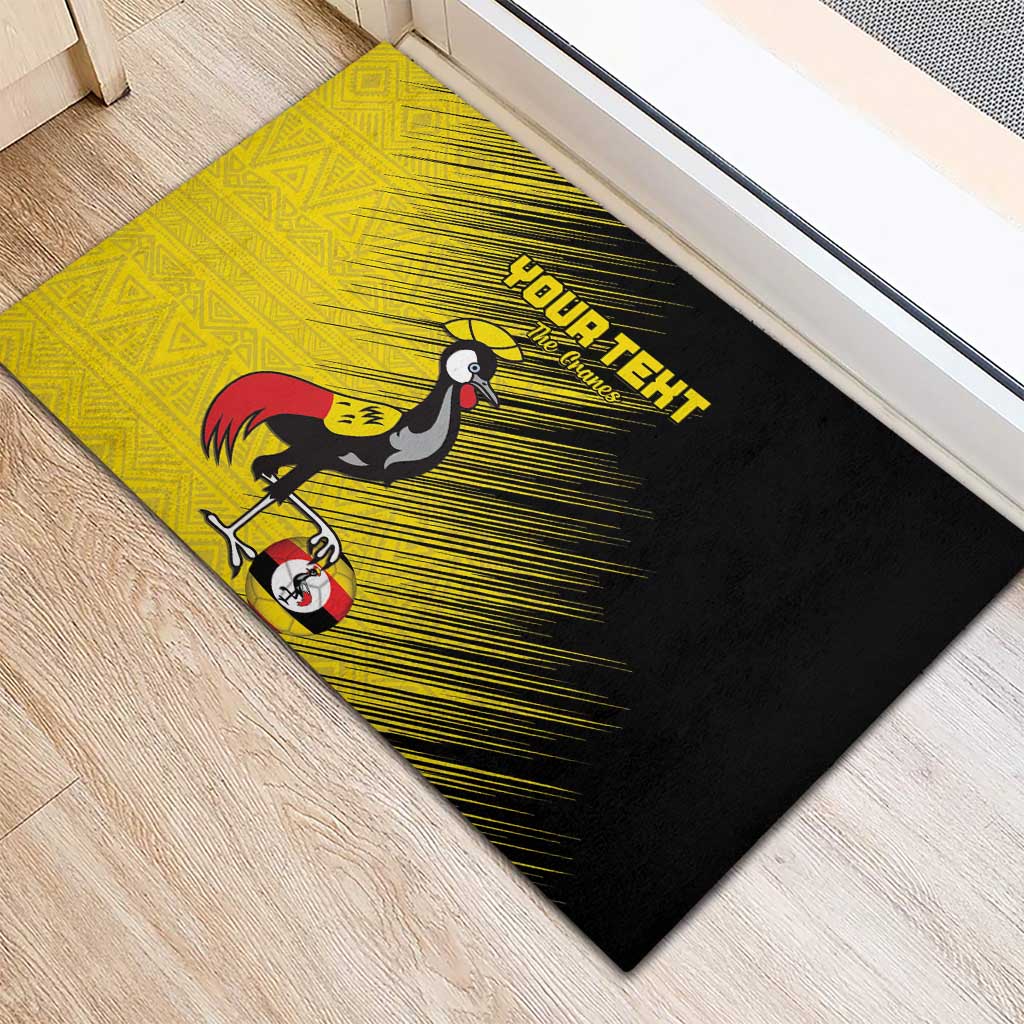 Uganda Football Custom Rubber Doormat African Pattern Mix Grunge Style - Yellow Color