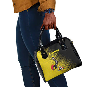 Uganda Football Custom Shoulder Handbag African Pattern Mix Grunge Style - Yellow Color