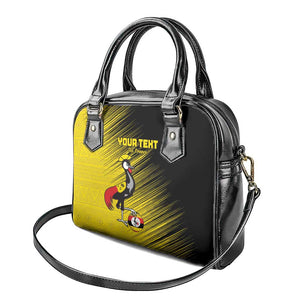 Uganda Football Custom Shoulder Handbag African Pattern Mix Grunge Style - Yellow Color